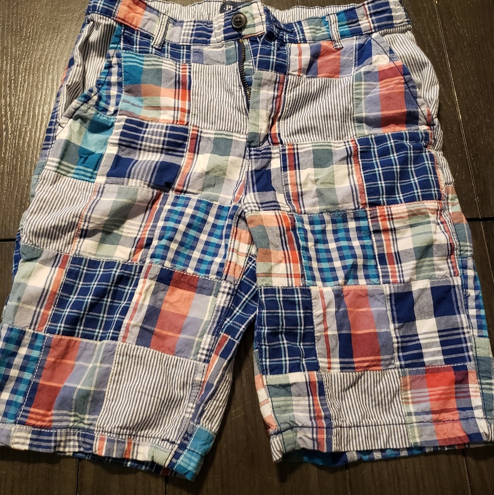 Boys sz 12 Plaid Patchwork Chino Shorts